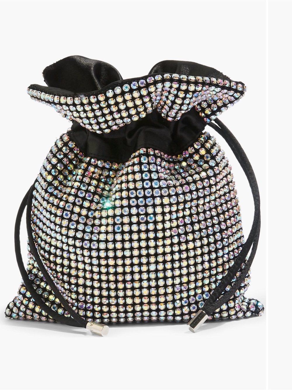 NWT TOPSHOP Crystal Embellished Black Drawstring Pouch